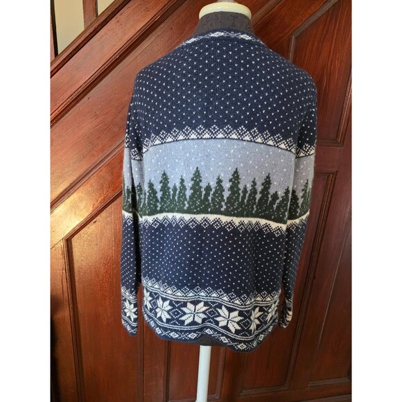 Vintage 90s Winter Theme Zip-Up Cardigan Sweater M - Picture 7 of 9